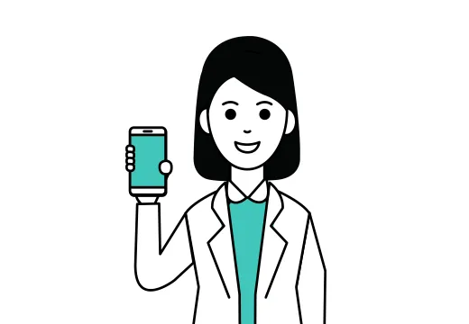 スマートフォンを持つ女性のイラスト