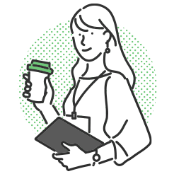 コーヒーカップを持つ女性