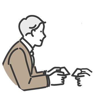 名刺交換をする男性