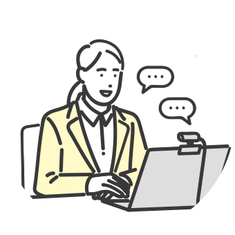 ウェブカメラに向かう女性