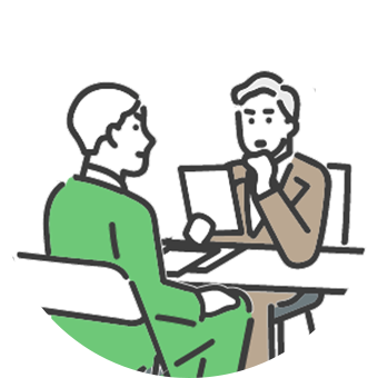 面接を受ける男性