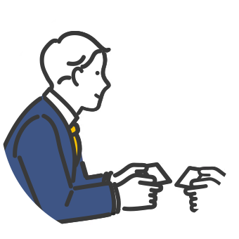 名刺交換をする男性