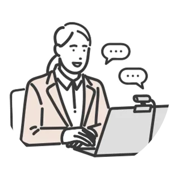 ウェブカメラに向かう女性