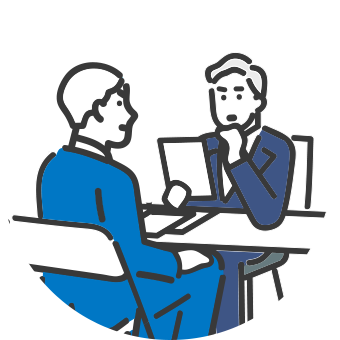 面接を受ける男性