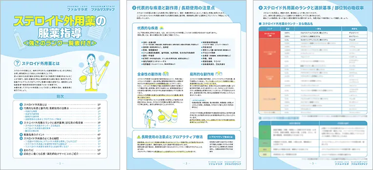 ステロイド外用薬の服薬指導＜強さのランク一覧表付き＞サンプル画像