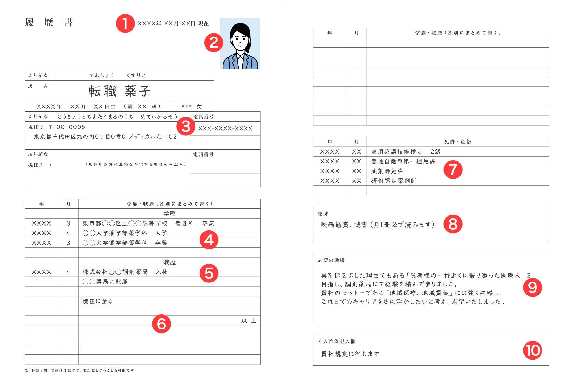 履歴書の見本