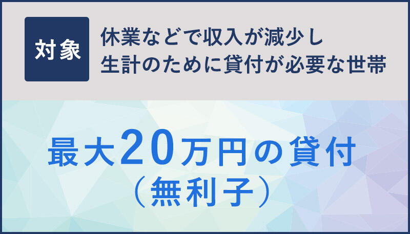休業などで収入が減少し、生計のために貸付が必要な世帯