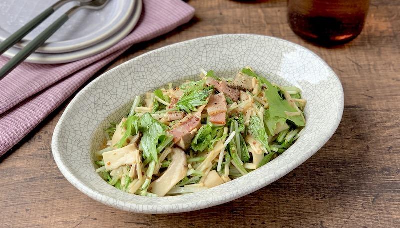 水菜ときのこのホットサラダ