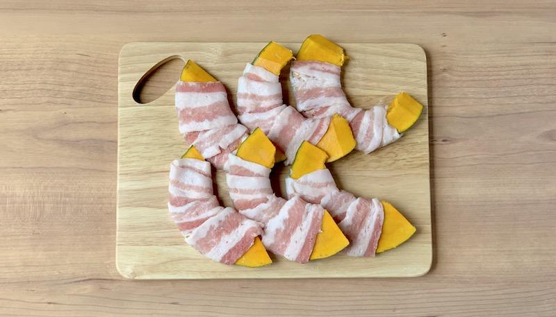 豚バラとかぼちゃの生姜肉巻き